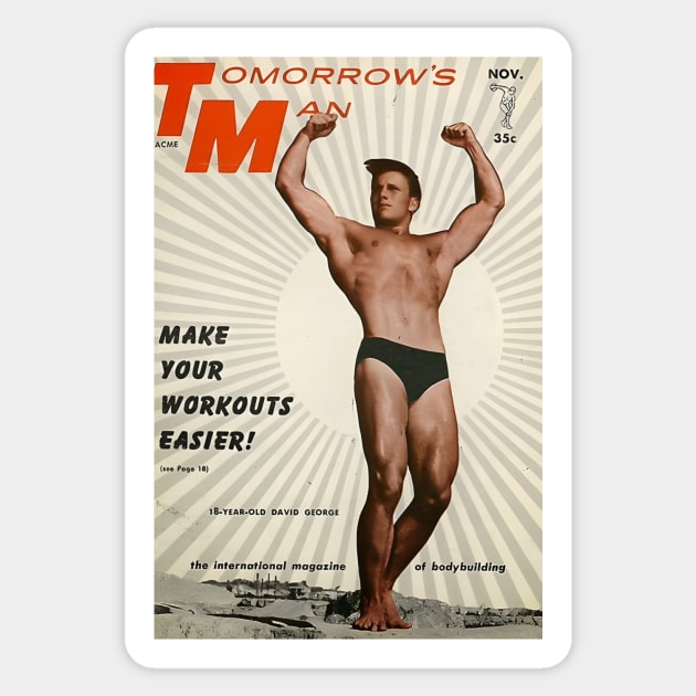 TOMORROW'S MAN - Vintage Physique Muscle Male Model Magazine Cover Sticker by SNAustralia